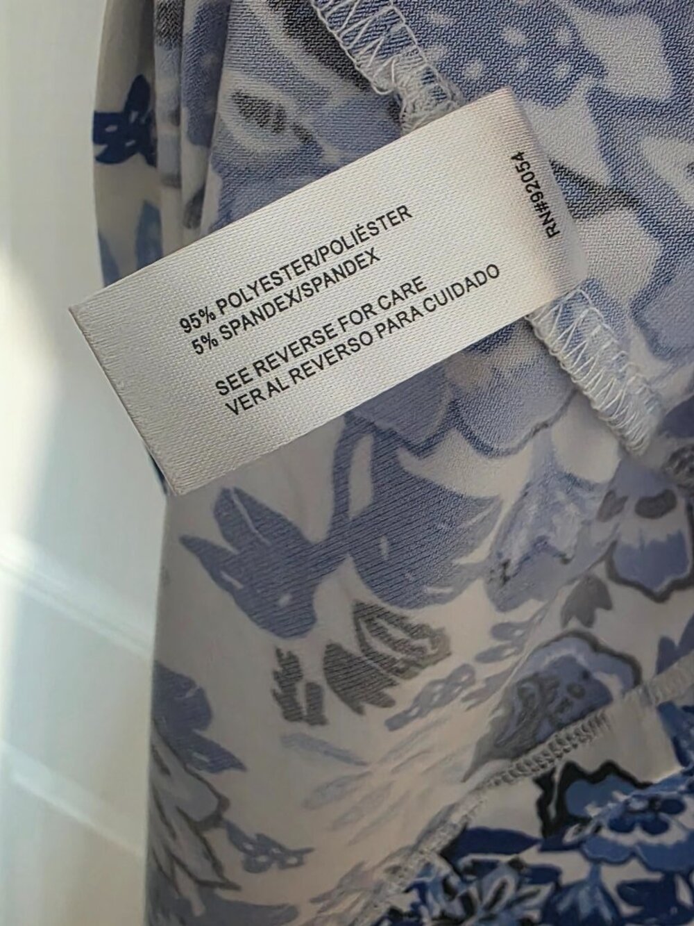 Carolyn Taylor floral flower blue white black Print Stretch Shirt Blouse 1x - Picture 5 of 13